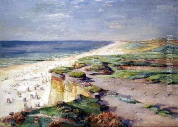 Heligoland, Extensive Coastal Landscape Oil Painting - Hermann Goebel