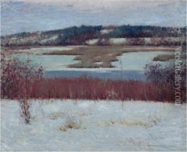 Connecticut River, Meadow And Forest Oil Painting - Edmund William Greacen