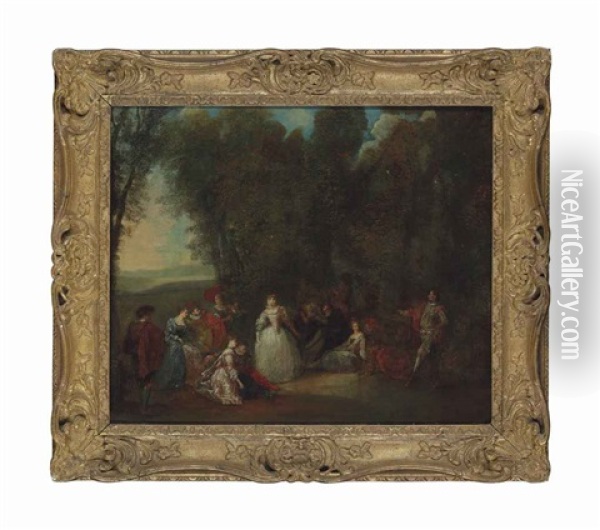 Fete Galante Oil Painting - Jean-Antoine Watteau