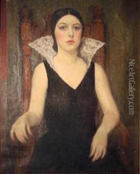 Seated Woman Oil Painting - Francis Luis Mora