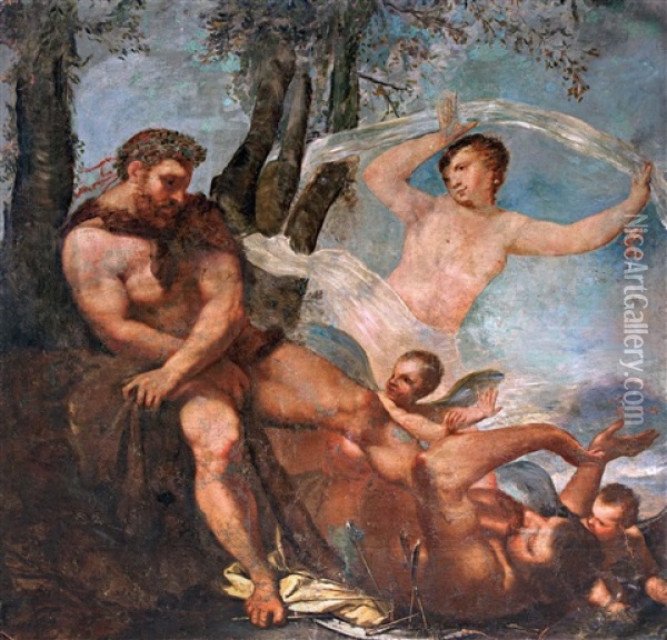 Az Ereny Allegoriaja - Herkules Legyozi A Bunt Oil Painting - Pietro (Libertino) Liberi
