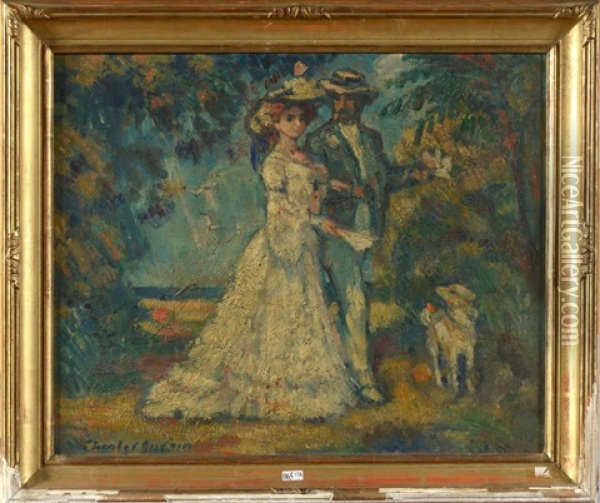 Couple Se Promenant Au Parc Oil Painting - Charles Francois Prosper Guerin