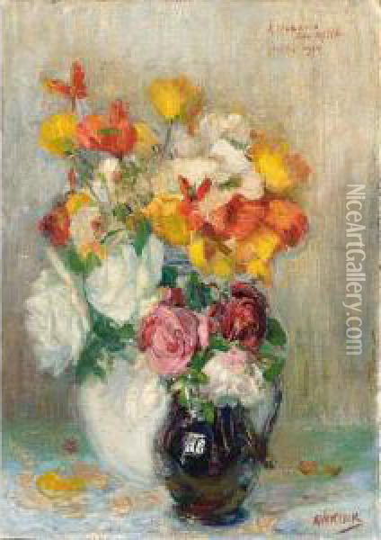 A Flower Still Life Oil Painting - Maurits Niekerk