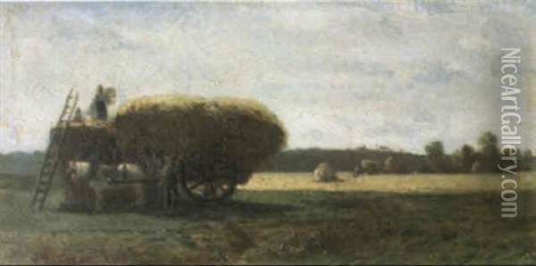 La Moisson Oil Painting - Camille Pissarro