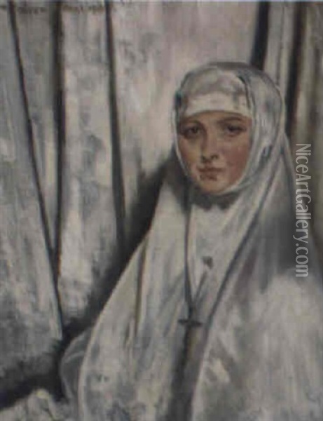 Yvonne As A Nun Oil Painting - Sir William Orpen