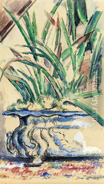 Blue Flowerpot Oil Painting - Paul Cezanne