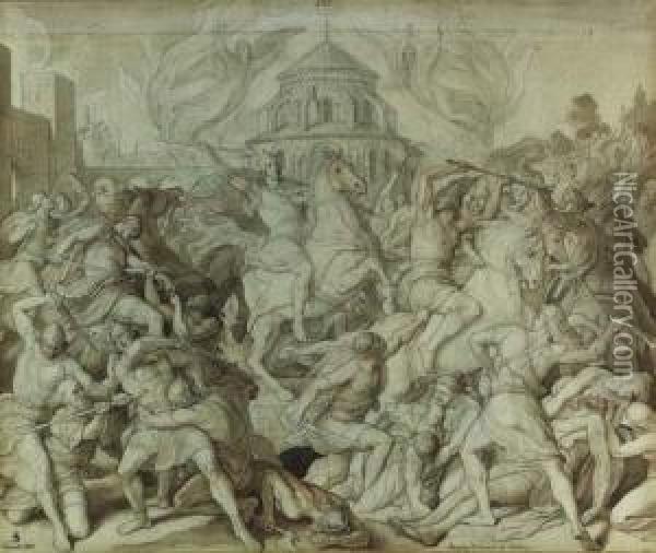 Besiegung Wittekinds Bei Burberg Oil Painting - Julius Schnorr Von Carolsfeld