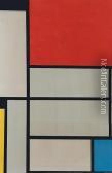 Composition With Red Square Oil Painting - Piet Mondrian