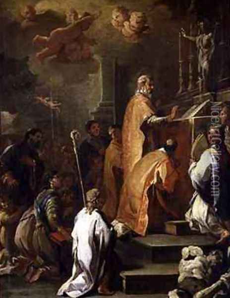The Mass of St Gregory Oil Painting - Luca Giordano