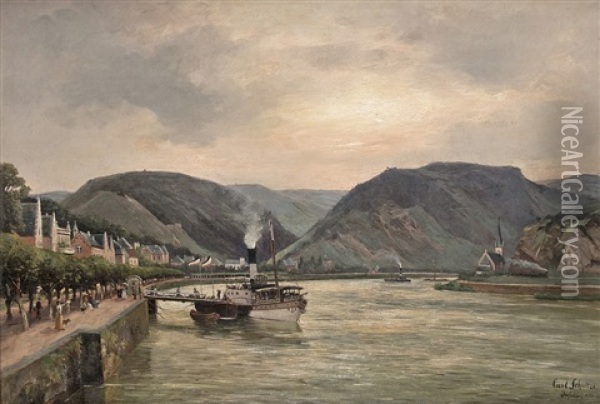 Pleasure Boat At The Middle Rhine Oil Painting - Karl Schultze