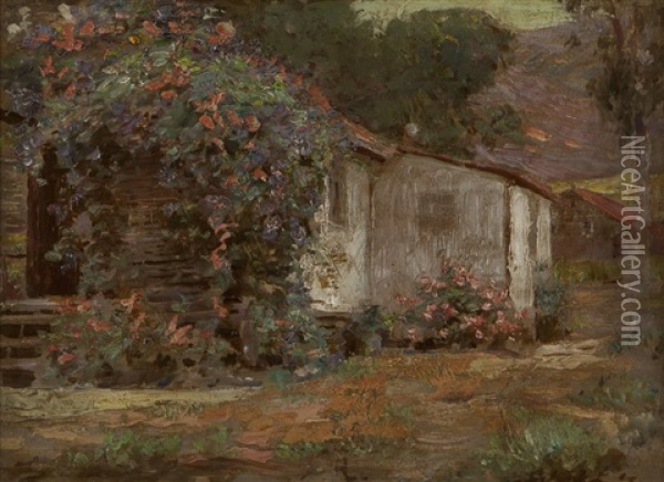 Cottage Oil Painting - Joseph W. Gies