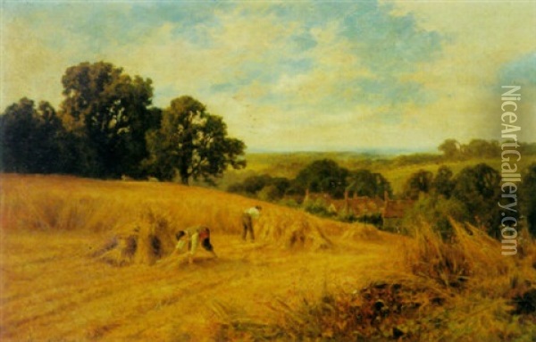 In The Hayfield Oil Painting - Henry H. Parker