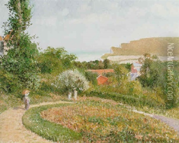 Le Jardin De L'hotel Berneval Oil Painting - Camille Pissarro