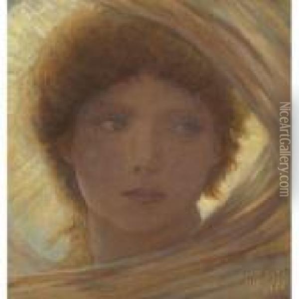 Portrait Of A Young Woman Oil Painting - Elihu Vedder