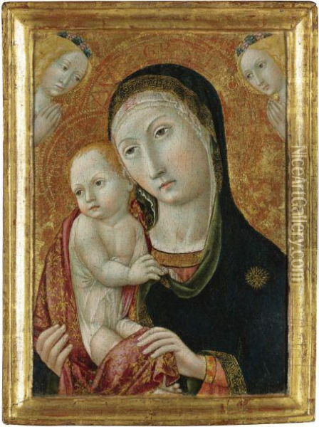 Madonna And Child With Angels Oil Painting - Ansano Mancio Di Sano Di Pietro