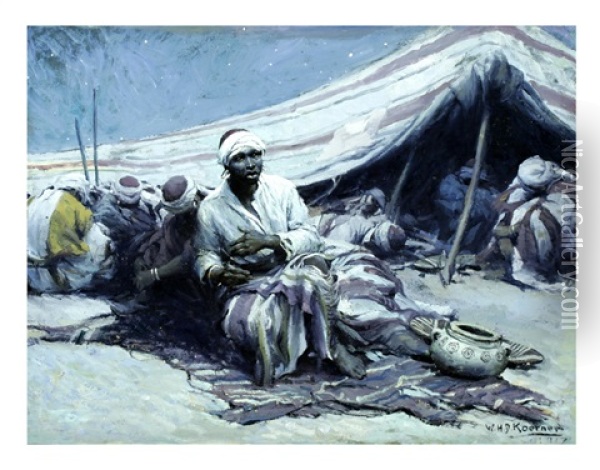 Desert Campsite Oil Painting - William Henry Dethlef Koerner