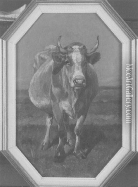 Trachtige Kuh Oil Painting - Christian Friedrich Mali