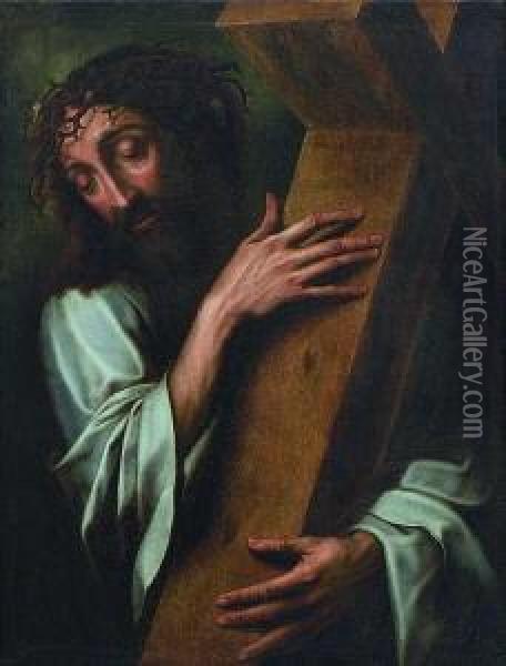 Kreuztragender Christus. Oil Painting - Michiel Van Coxcie