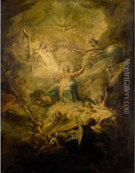 The Assumption Of The Virgin Oil Painting - Carlo Innocenzo Carloni
