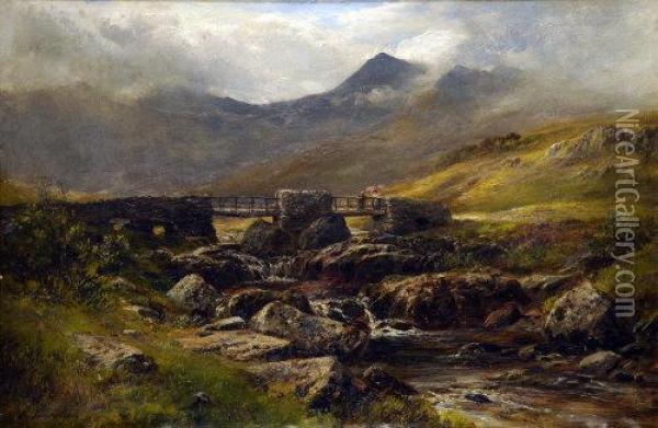 Ponty Garth, Snowdon In The Distance Oil Painting - George Turner