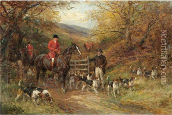 A Chat With The Keeper Oil Painting - Heywood Hardy