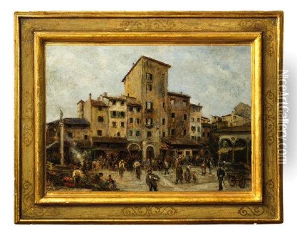 Piazza Del Mercato Vecchio A Firenze Oil Painting - Fabio Fabbi