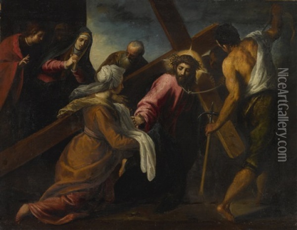 Christ On The Road To Calvary Oil Painting - Jacopo Palma il Giovane