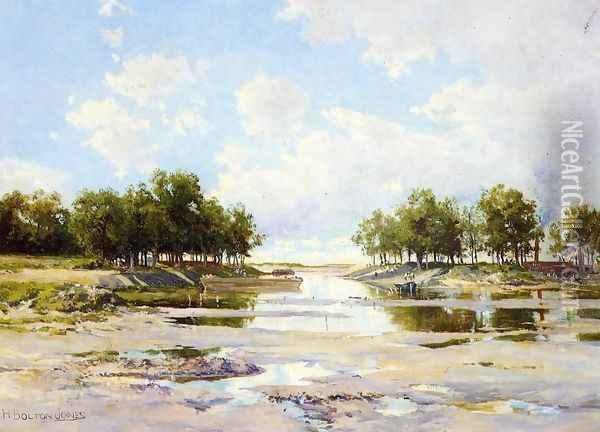 Inlet at Low Tide Oil Painting - Hugh Bolton Jones