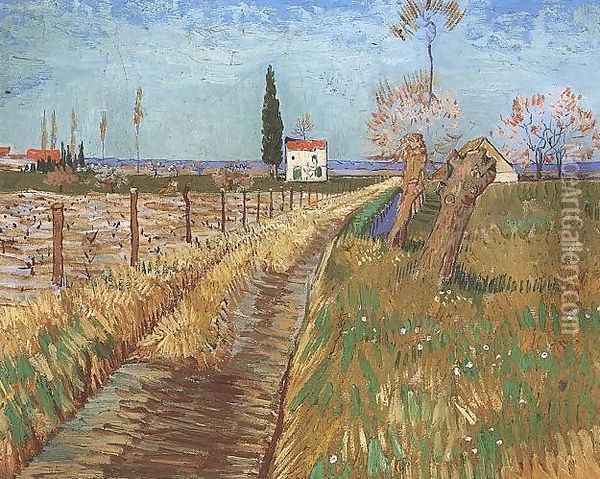 Path Through A Field With Willows Oil Painting - Vincent Van Gogh