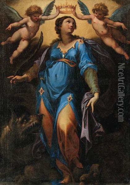 The Coronation Of Saint Margaret Of Antioch Oil Painting - Cristoforo Pomarancio (Roncalli)