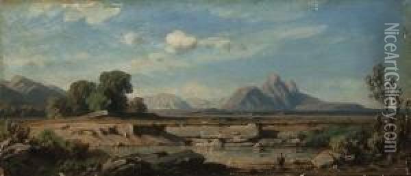 Sudliche
 Gebirgslandschaft. Oil Painting - August Seidel