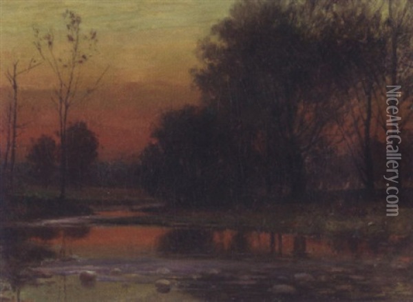 Woodland Sunset Oil Painting - John Elwood Bundy
