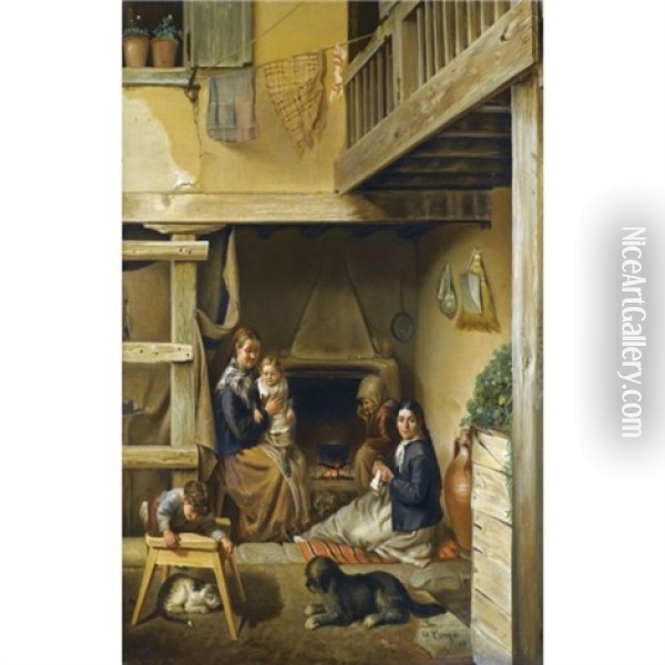 The Happy Family Oil Painting - Georgios Corizis