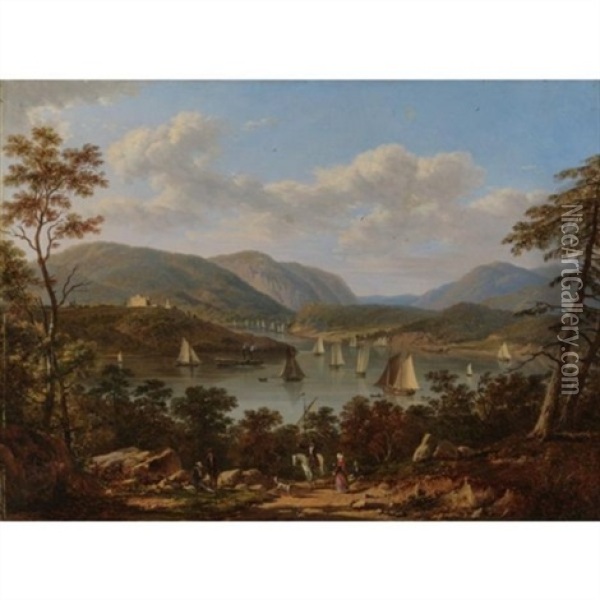 A View Of The Hudson From West Point Oil Painting - Victor de Grailly