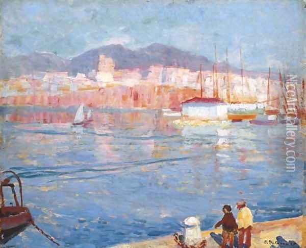 Early Morning Mallorca (St. Catalina from the Pier) Oil Painting - Bernhard Gutmann