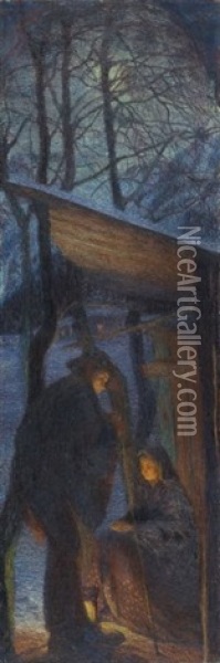 Natale (christmas) Oil Painting - Giovanni Giacometti