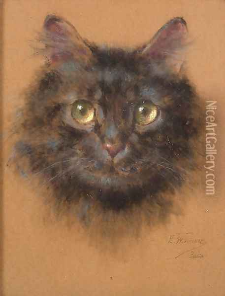 Cat Oil Painting - Jerzy Edward Winiarz