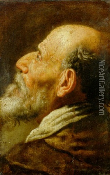 The Head Of A Bearded Man Oil Painting - Domenico Feti