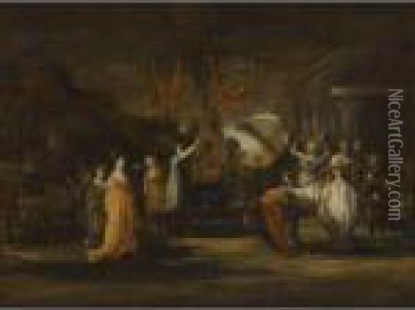 The Crowning Of Priapus' Penis Oil Painting - Rembrandt Van Rijn