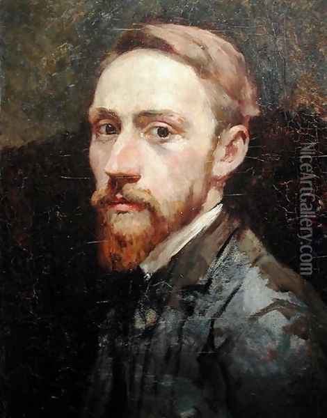 Self Portrait, c.1889-90 Oil Painting - Jean-Edouard Vuillard