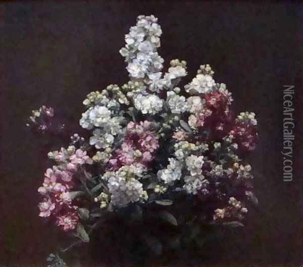 White and Purple Stock Oil Painting - Ignace Henri Jean Fantin-Latour