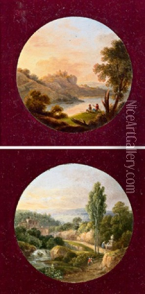 Ein Paar Italienische Landschaften Oil Painting - Christian Ernst Bernhard Morgenstern