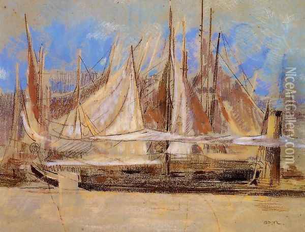 Yachts at Royan Oil Painting - Odilon Redon