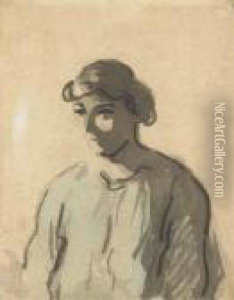Une Femme A Mi-corps, Tournee Vers La Gauche Oil Painting - Honore Daumier