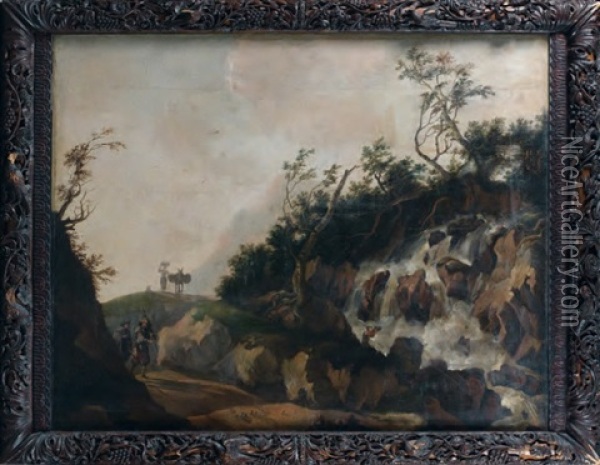 Paysans Pres D'une Cascade Oil Painting - Allaert van Everdingen
