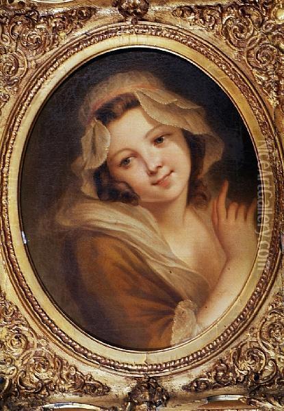 Study Of A Young Girl Oil Painting - Jean Baptiste Greuze