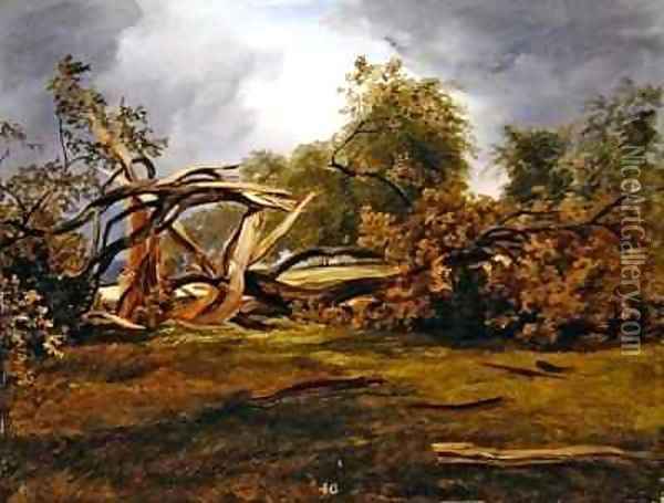 The Blasted Oak Oil Painting - James William Giles