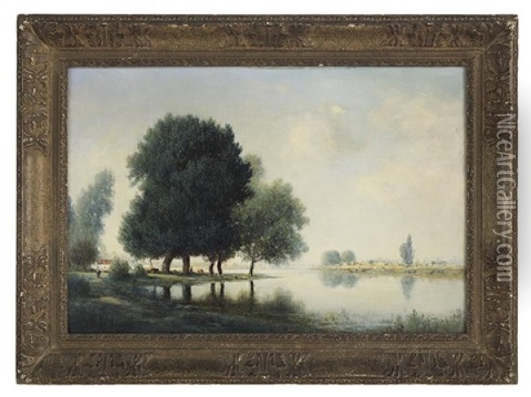River Landscape, France Oil Painting - Gilbert Munger