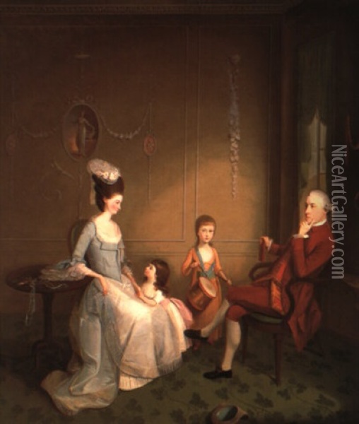 Portrait Of A Family In An Adam Room Oil Painting - James Millar