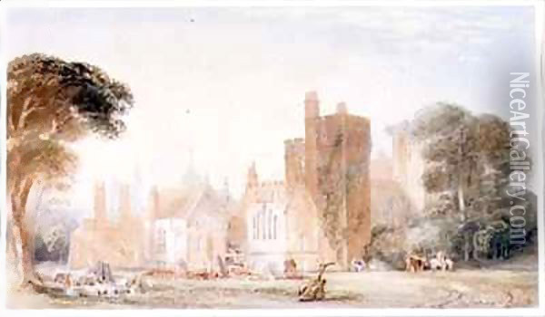 The Old North Front of Lambeth Palace during Demolition Oil Painting - Edward Blore